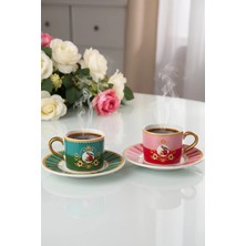 Yumuk Shop Bird Renkli 2 Kişilik Duble Narlı Özel Kutulu Kahve Fincanı Takımı 120 ml