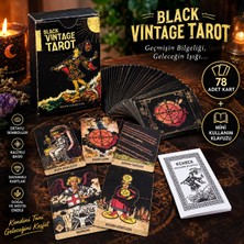 LUXMON Black Vintage Tarot Kartı Destesi - 78 Kart Rehber Kitapçıklı Siyah Zemin Eskitme Tasarım