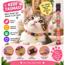 Kedi Tasması Mercan Renkli Çiçek Desenli Zilli Ayarlanabilir Klipsli Kumaş Kedi Boyun Tasması