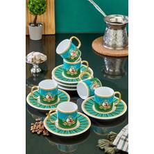 Yumuk Shop Green Bird 6 Kişilik Narlı Seri Gold Detaylı Kahve Fincanı Takımı 90 ml
