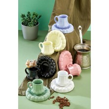 Yumuk Shop Vera 6 Kişilik Lüks Renkli Kahve Fincanı Takımı 90 ml