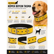 Köpek Boyun Tasması Içi Pedli 46-60 cm 4 cm Geniş Ayarlanabilir Metal Tokalı - Sarı