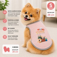 Köpek Tişörtü S Beden Boyun Çapı 28 cm Time To Travel Bavul Baskılı Kolsuz Atlet - Pembe