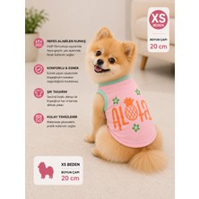 Köpek Tişörtü Xs Beden Boyun Çapı 20 cm Aloha Ananas Baskılı Kolsuz Atlet - Pembe