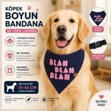 Köpek Boyun Bandanası Lacivert Blah Blah Blah Desenli 51-65 cm Ayarlanabilir Tokalı