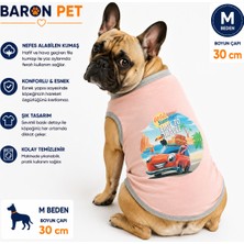Köpek Tişörtü M Beden Boyun Çapı 30 cm Time To Travel Baskılı Kolsuz Atlet - Pembe