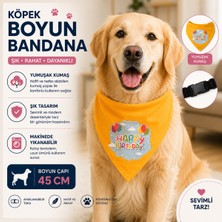 Köpek Boyun Bandanası Sarı Happy Birthday Desenli 45 cm Doğum Günü Tokalı