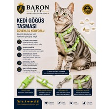 Kedi Göğüs Tasması ve Gezdirme Kayışı Seti Fıstık Yeşili Reflektörlü Ayarlanabilir
