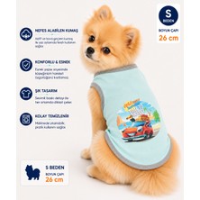 Köpek Tişörtü S Beden Boyun Çapı 26 cm Time To Travel Baskılı Kolsuz Atlet - Mint Yeşili
