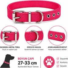 Köpek Boyun Tasması 27-33 cm Küçük Irk Dokuma Naylon Metal Tokalı D Halkalı - Kırmızı