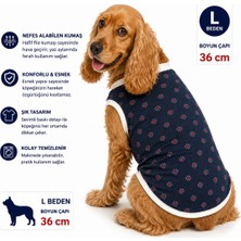 Köpek Tişörtü L Beden Boyun Çapı 36 cm Denizci Dümen Desenli Kolsuz Atlet - Lacivert