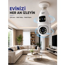 Palera Store Wi-Fi Ampul Kamera Sistemi Gece Görüşlü Çift Lens - Lisinya