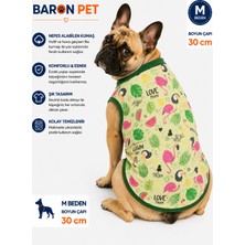 Köpek Tişörtü M Beden Boyun Çapı 30 cm Flamingo Tropikal Desenli Kolsuz Atlet - Yeşil
