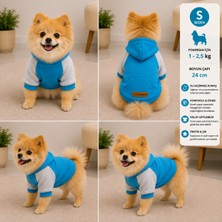 Köpek Sweatshirt S Beden Boyun Çapı 24 cm Kapüşonlu Cepli Raglan Kollu - Turkuaz Gri