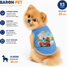 Köpek Tişörtü Xs Beden Boyun Çapı 20 cm Time To Travel Baskılı Kolsuz Atlet - Mavi