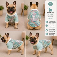 Köpek Sweatshirt M Beden Boyun Çapı 30 cm Tavşan Desenli Cırt Cırtlı - Mint Yeşili