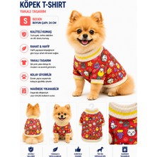 Köpek Sweatshirt S Beden Boyun Çapı 24 cm Desenli Yüksek Yaka Kolsuz - Kırmızı