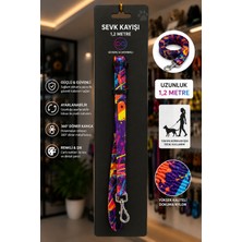 Köpek Sevk Kayışı 1,2 Metre Ayarlanabilir 360 Derece Döner Metal Kancalı - Soyut Desenli