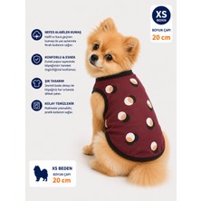 Köpek Tişörtü Xs Beden Boyun Çapı 20 cm Puantiye Desenli Kolsuz Atlet - Bordo