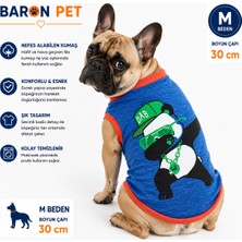 Köpek Tişörtü M Beden Boyun Çapı 30 cm Panda Baskılı Kolsuz Atlet - Mavi