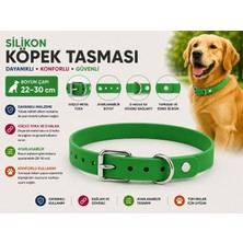 Silikon Köpek Boyun Tasması 22-30 cm Küçük Irk Su Geçirmez Ayarlanabilir Metal Tokalı - Yeşil