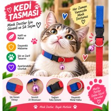 Kedi Tasması Kırmızı Mavi Iki Renkli Zilli Ayarlanabilir Klipsli Metal Halkalı Kedi Boyun Tasması