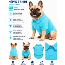Köpek Polo Yaka Tişört Xxl Beden Boyun Çapı 36 cm Nefes Alabilen Kumaş - Mavi