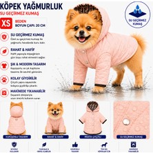 Köpek Yağmurluk Xs Beden Boyun Çapı 20 cm Su Geçirmez Kapüşonlu Çıtçıtlı - Pembe