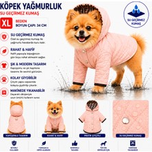 Köpek Yağmurluk Xl Beden Boyun Çapı 34 cm Su Geçirmez Kapüşonlu Çıtçıtlı - Pembe
