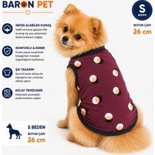 Köpek Tişörtü S Beden Boyun Çapı 26 cm Puantiye Desenli Kolsuz Atlet - Bordo