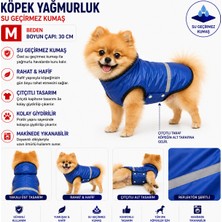 Köpek Yağmurluk M Beden Boyun Çapı 30 cm Su Geçirmez Reflektörlü Çıtçıtlı - Mavi