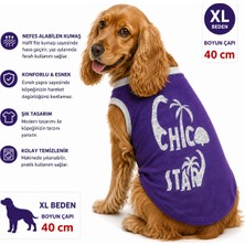 Köpek Tişörtü Xl Beden Boyun Çapı 40 cm Palmiye Yazı Baskılı Kolsuz Atlet - Mor