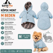 Köpek Montu M Beden 2,5-4,5 kg Kapüşonlu Kapitone Rüzgar Geçirmez - Bebek Mavisi