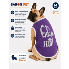 Köpek Tişörtü M Beden Boyun Çapı 30 cm Palmiye Yazı Baskılı Kolsuz Atlet - Mor