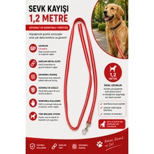 Köpek Sevk Kayışı 1,2 Metre Reflektörlü Dokuma Metal Klipsli - Kırmızı