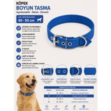 Köpek Boyun Tasması 40-50 cm Ayarlanabilir Dokuma Metal Tokalı D Halkalı - Mavi