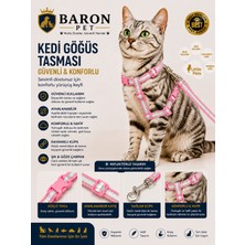 Kedi Göğüs Tasması ve Gezdirme Kayışı Seti Pembe Reflektörlü Ayarlanabilir