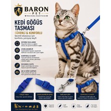 Kedi Göğüs Tasması ve Gezdirme Kayışı Seti Saks Mavisi Düz Ayarlanabilir