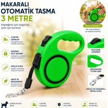 Makaralı Otomatik Köpek Gezdirme Tasması 3 Metre Yeşil Kilitlemeli Ergonomik