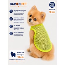Köpek Tişörtü Xs Beden Boyun Çapı 18 cm Pomeranian Kalıp File Kumaş Kolsuz - Neon Sarı