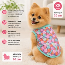 Köpek Tişörtü Xs Beden Boyun Çapı 20 cm Balon Desenli Kolsuz Atlet - Çok Renkli