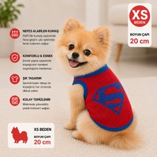 Köpek Tişörtü Xs Beden Boyun Çapı 20 cm File Kumaş Kalkan Amblemli Kolsuz Atlet - Kırmızı