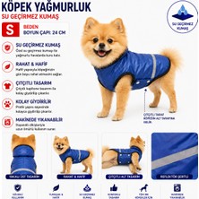 Köpek Yağmurluk S Beden Boyun Çapı 24 cm Su Geçirmez Reflektörlü Çıtçıtlı - Mavi