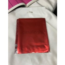1001 50 Adet Kırmızı Metalize Hediye Poşeti 11X12 cm - Kendinden Yapışkanlı Bantlı Lüks Ambalaj