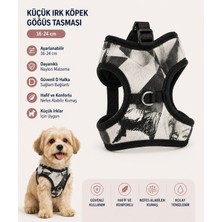Küçük Irk Köpek Göğüs Tasması Yelek Tipi 16-24 cm Desenli Nefes Alabilen - Siyah Beyaz