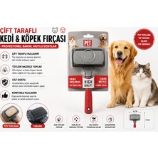 Çift Taraflı Kedi Köpek Tüy Toplama ve Tarama Fırçası 12X17 cm Kaymaz Saplı