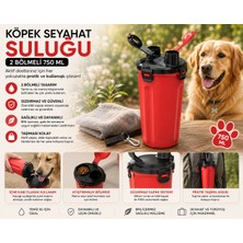 Köpek Seyahat Suluğu 2 Bölmeli 750 ml Mama Hazneli Taşıma Askılı - Kırmızı