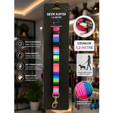 Köpek Sevk Kayışı 1,2 Metre Ayarlanabilir 360 Derece Döner Metal Kancalı - Gökkuşağı