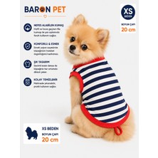 Köpek Tişörtü Xs Beden Boyun Çapı 20 cm Çizgili Marin Kolsuz Atlet - Lacivert Beyaz