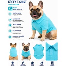 Köpek Polo Yaka Tişört Xl Beden Boyun Çapı 32 cm Nefes Alabilen Kumaş - Mavi